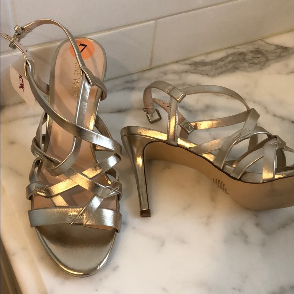 NINE WEST gold heeled sandals.  Size 7